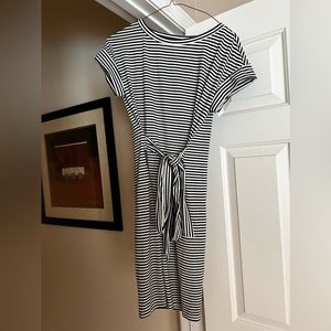 Black and white stripped dress that ties